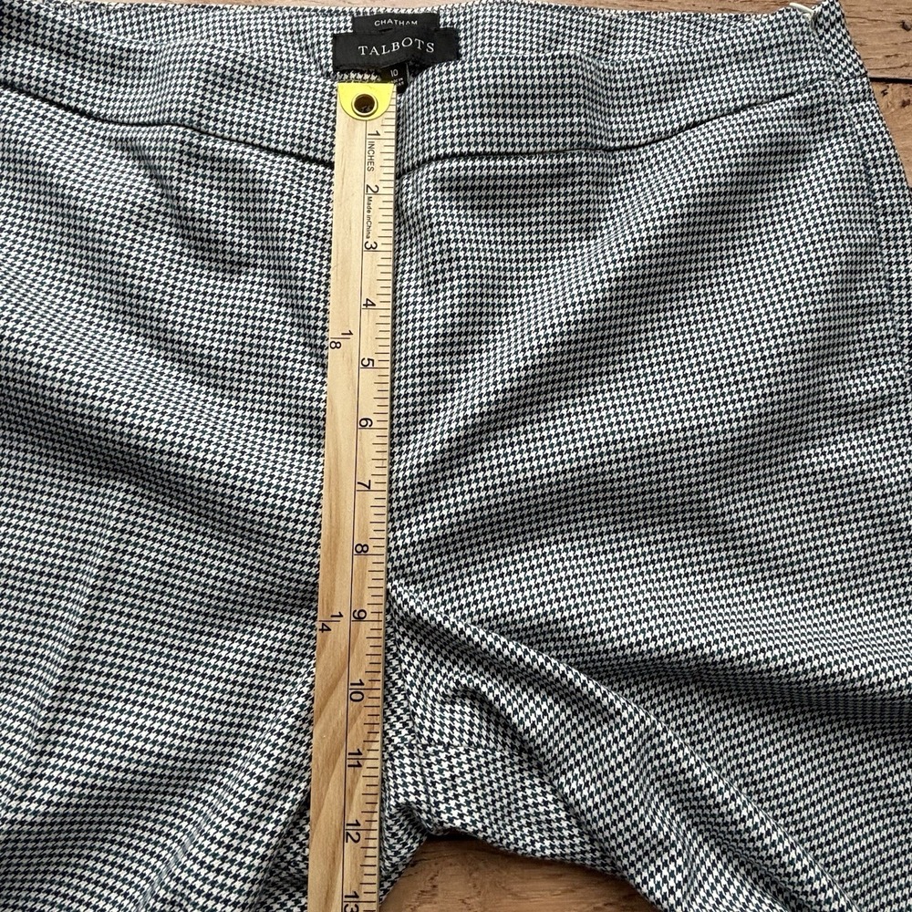 Talbots Women's Pants Size 10 Chatham Button Ankles Green Houndstooth - Picture 10 of 10